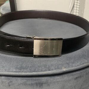 Genuine Leather Belt with Silver Buckle